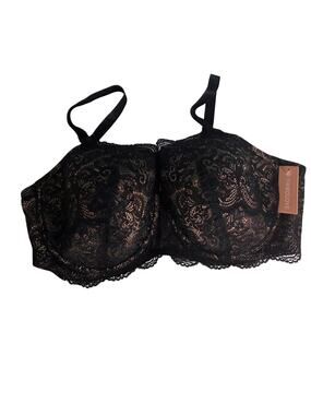 ThirdLove 48C Black Lace Balconette Bra Nude Lined NWT Plus Size Lingerie Sexy